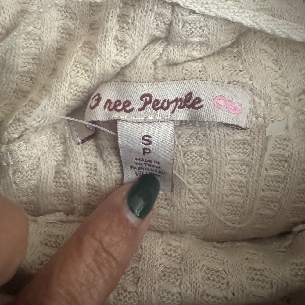 Free People Stone Cold Juicy Long Sleeve Thermal S Cowl‎ Neck Shirt Sz M - Picture 9 of 10